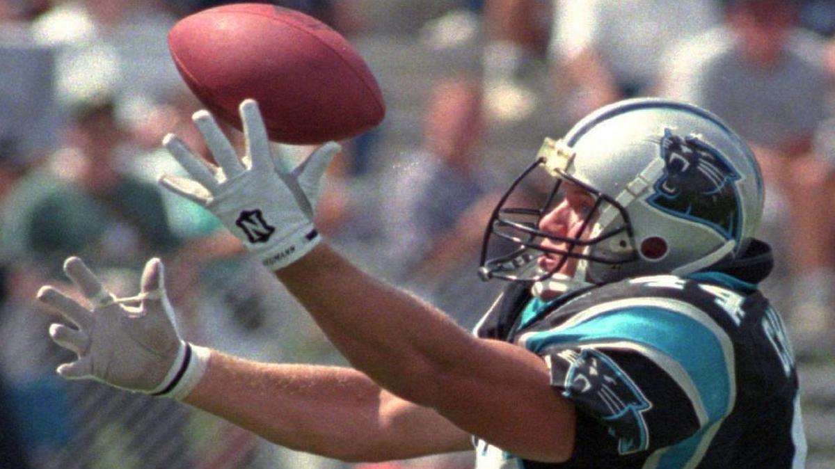 
Bob Christian hauled in this pass from Frank Reich and ended up scoring on a 16-yard TD after doing so in Carolina’s 20-14 exhibition win over Jacksonville in the 1995 Hall of Fame game. Christian was also well-known for his off-field beliefs.
