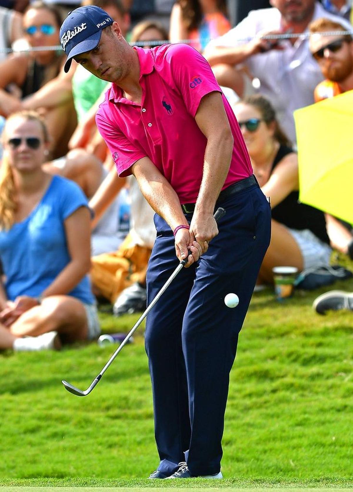 Justin Thomas made this 39-foot chip on No. 13 Sunday -- one of the key shots in his two-shot victory in the PGA Championship.