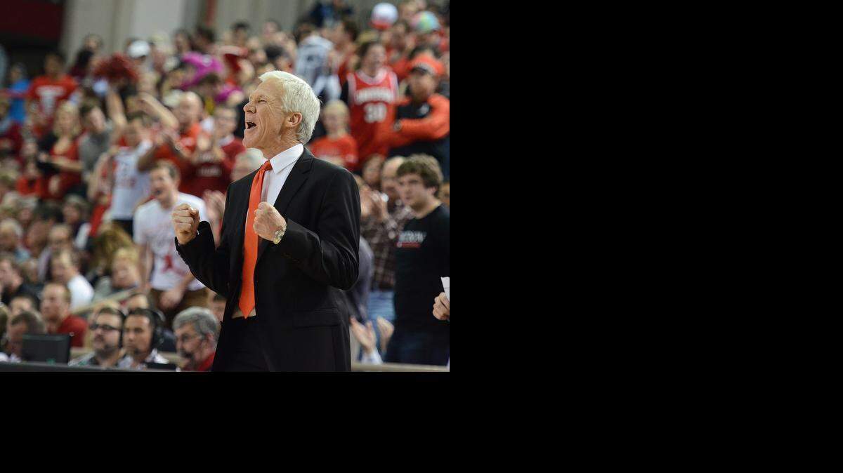 
It’s been a sweet season for Davidson coach Bob McKillop, reacting here during the Wildcats dominant victory over VCU last week.
