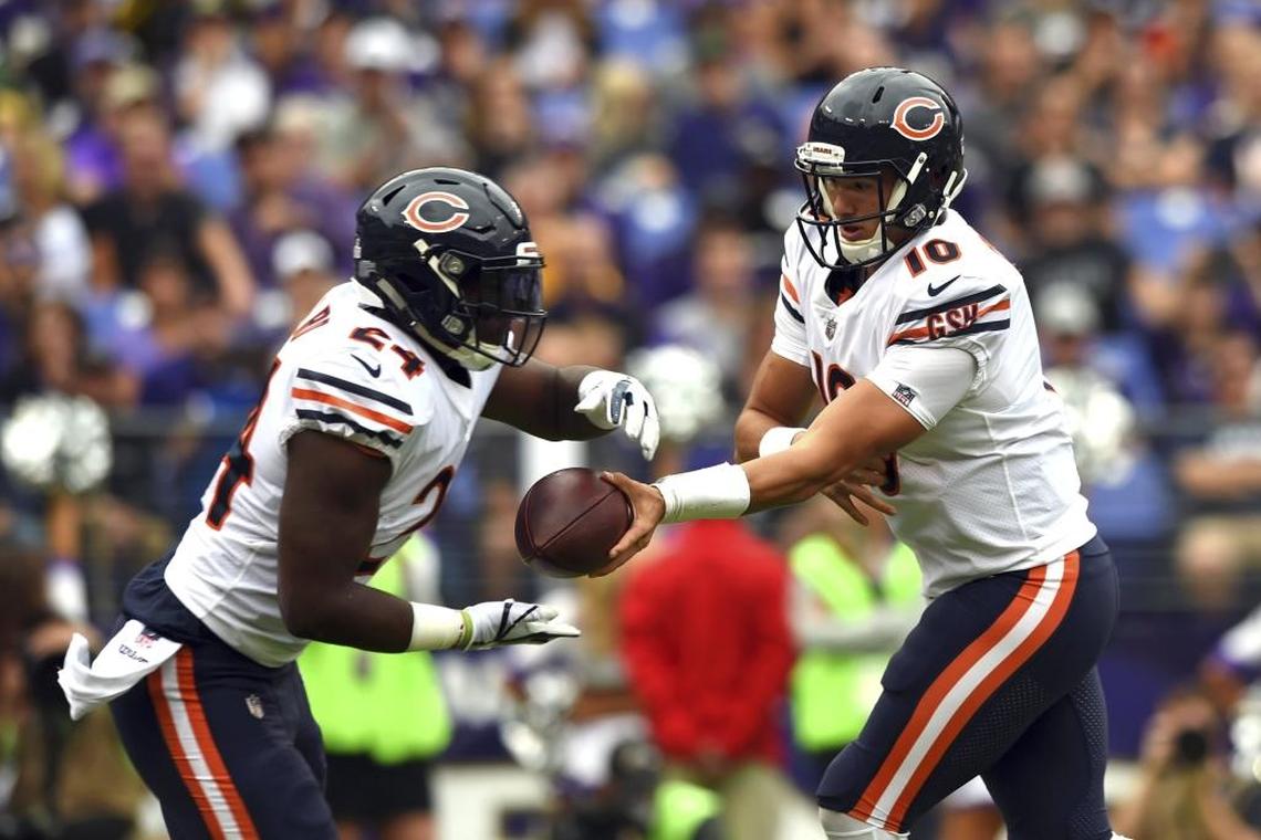The workhorse of Chicago’s offense -- and the Carolina defense’s first priority Sunday -- will be running back Jordan Howard (getting a handoff from Mitchell Trubisky here). Howard ran for 167 yards last week in Chicago’s overtime win over Baltimore.