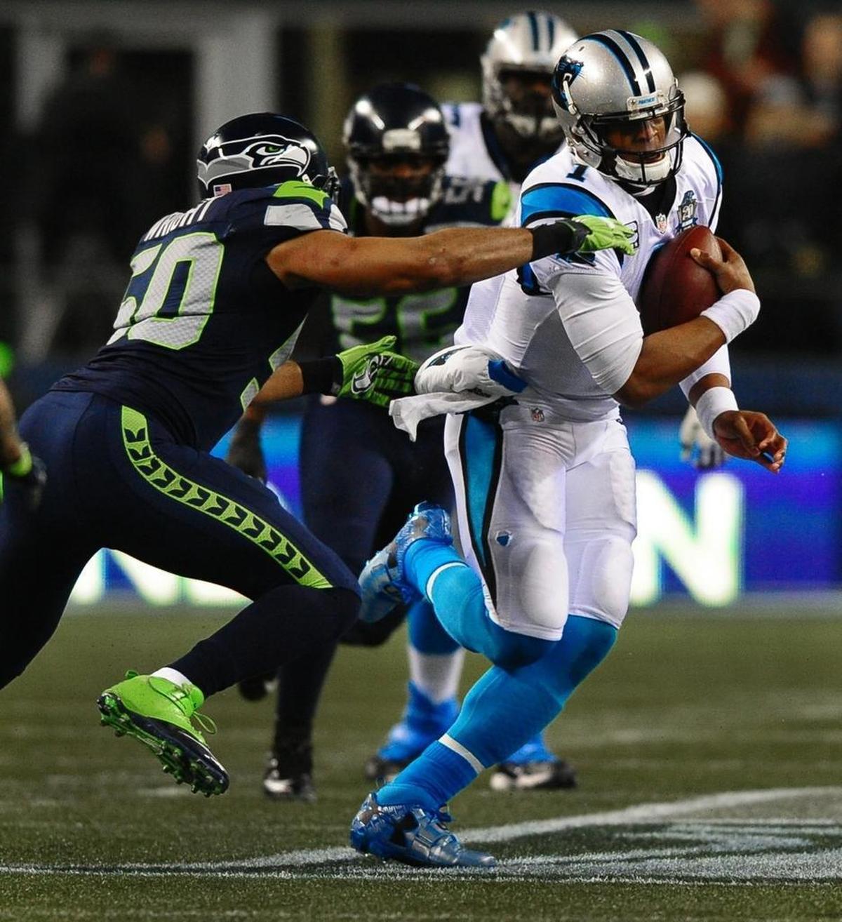 Carolina Panthers quarterback Cam Newton (1) has played Seattle twice in the playoffs, splitting the two games.