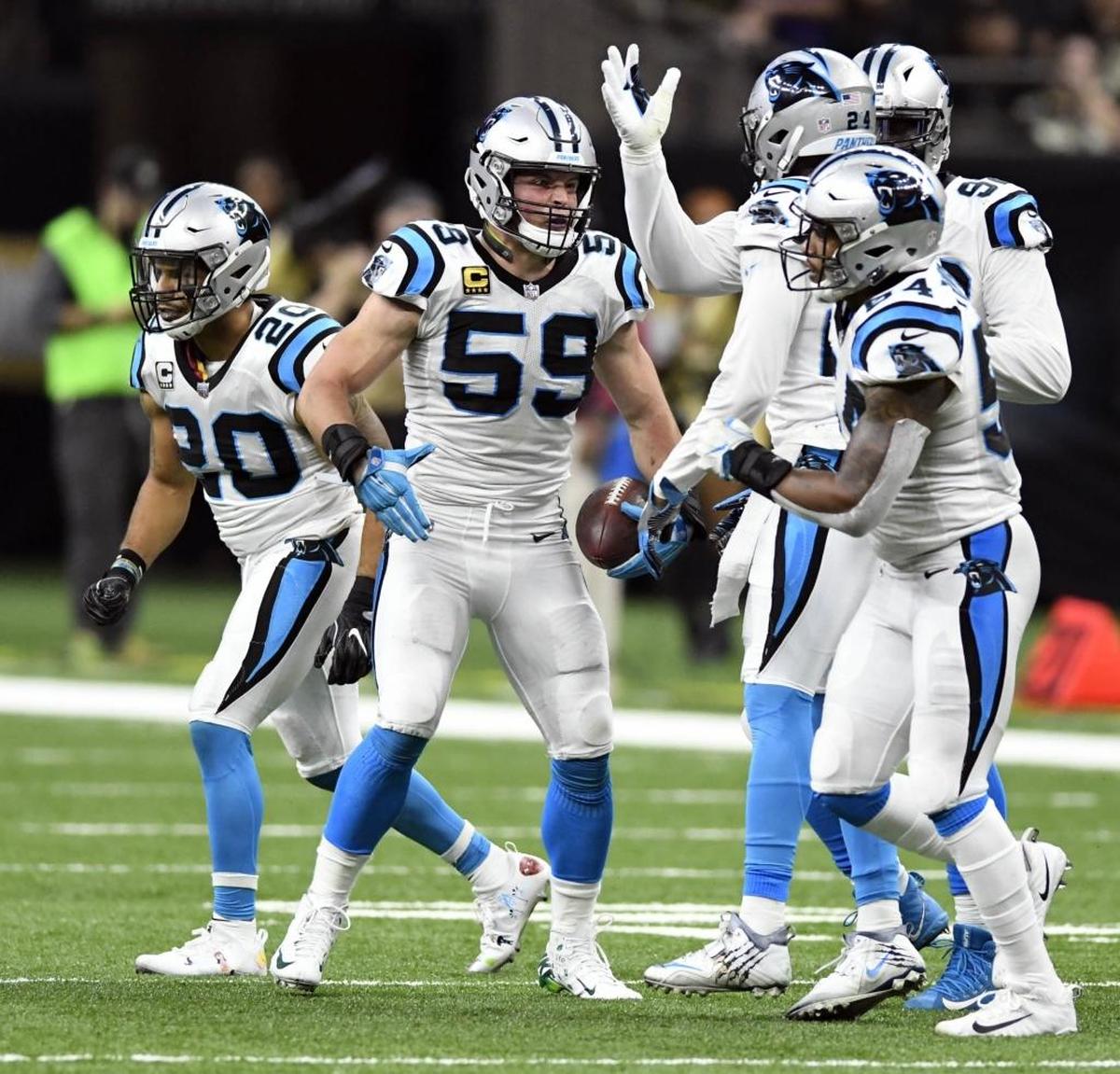 Carolina Panthers middle linebacker Luke Kuechly (59) recovered this fumble Sunday, but his defense also gave up 148 rushing yards in New Orleans’ 31-21 win over Carolina.