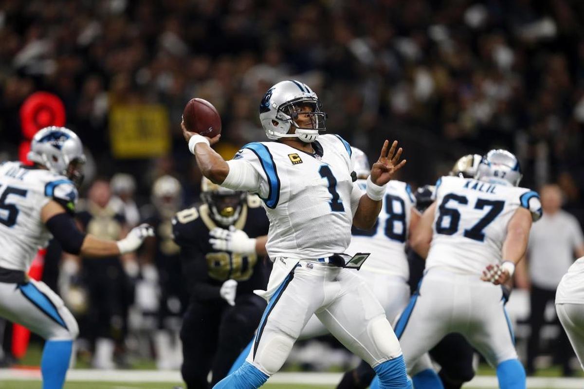 Carolina quarterback Cam Newton (1) had his team moving the ball well between the 20s Sunday, but the Panthers bogged down time and again in the red zone.
