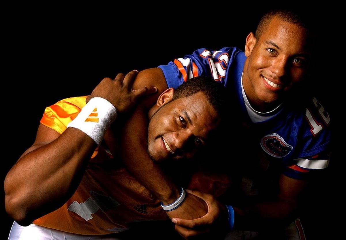 In 2004, former Independence High stars C.J. Leak (left) and Chris Leak posed in their college uniforms for The Observer.