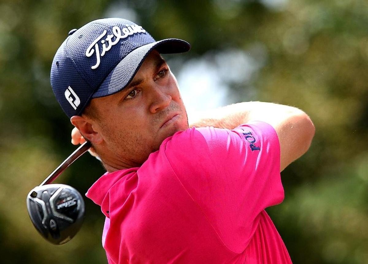 Justin Thomas watches his drive from No.2 Sunday. Thomas, 24, has won four PGA Tour events this season with his victory Sunday at the PGA Championship at Quail Hollow Club.