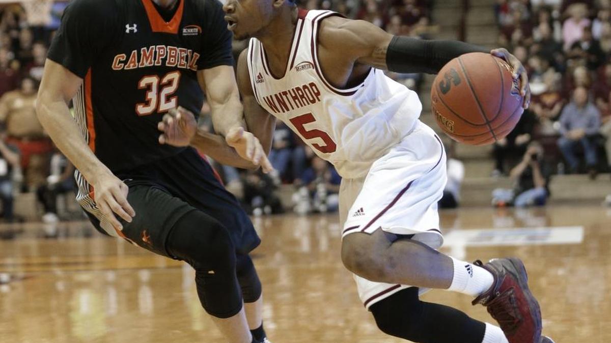 Winthrop's Keon Johnson (5) is only 5-foot-7 but is the school’s all-time leading scorer. He will lead his Eagles against Butler in the NCAA tournament Thursday.
