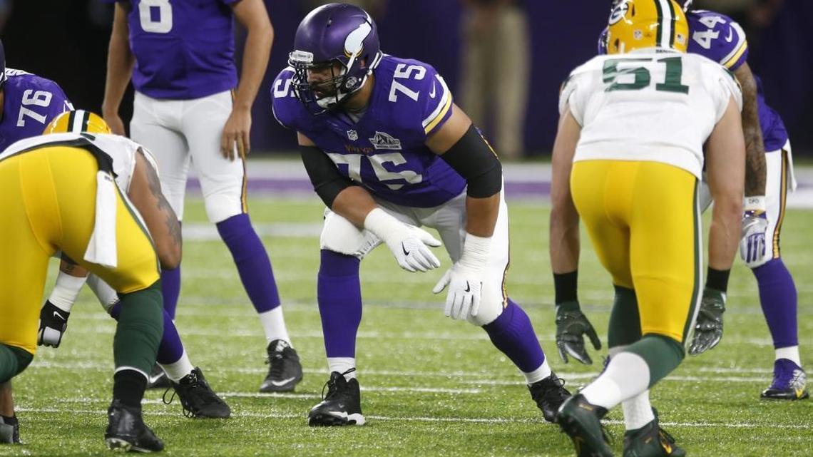 Independent analytics website Pro Football Focus believes the Carolina Panthers overpaid by a huge amount to acquire former Minnesota Viking Matt Kalil (75).