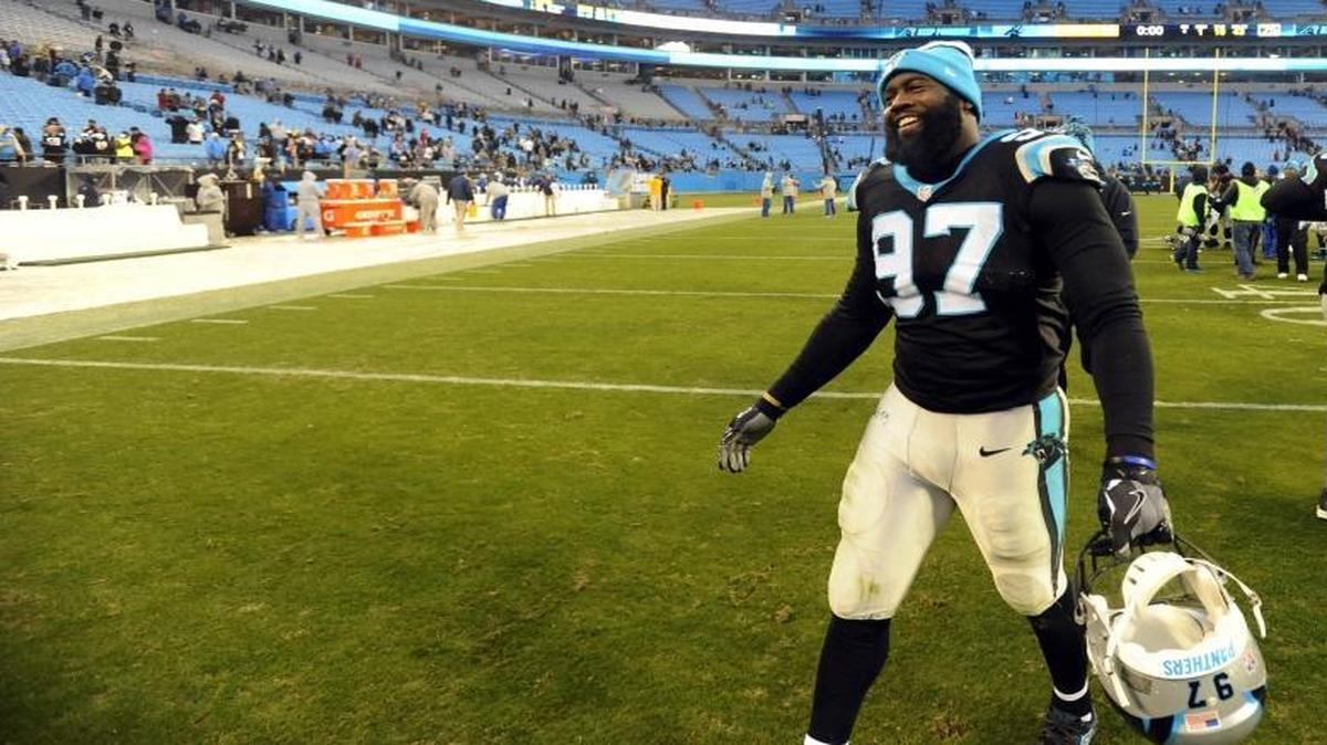 Carolina Panthers defensive end Mario Addison (97) could leave after this season for a lucrative contract elsewhere. Or he could stay. Either way, he says he wants his leverage in free agency to help set him up for life after football.