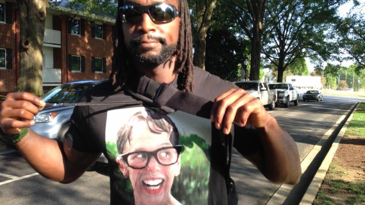 
Charles Tillman sported a T-shirt from the movie “The Sandlot” when he arrived at training camp on Thursday. He has already proven to be a go-to quote for the media. 

