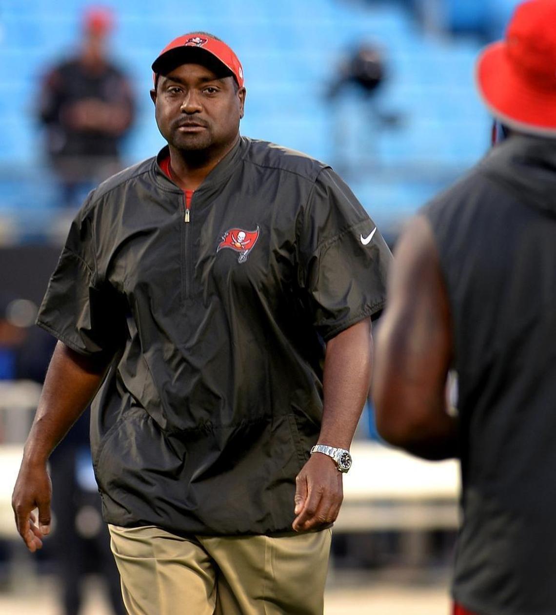 NFL assistant coach Jon Embree has been touched by the story of Saundra and Chancellor Lee Adams and has been integral in helping raise more than $150,000 for the family to be able to buy a new house in Charlotte. Embree once coached Rae Carruth in college at Colorado and is now an assistant coach with the San Francisco 49ers. This picture was taken in 2016 when he was an assistant coach with the Tampa Bay Buccaneers.