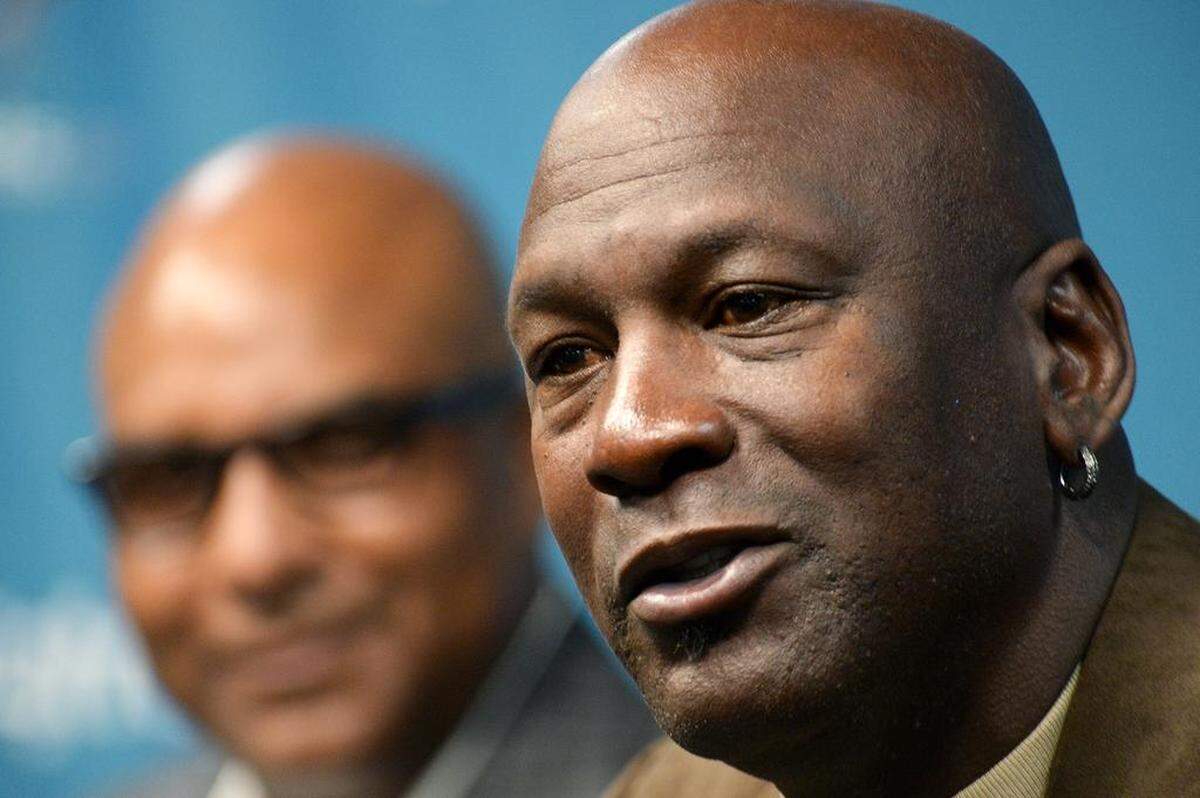 Michael Jordan (right), owner of the Charlotte Hornets and Fred Whitfield, team president and vie chairman spoke to the media on Tuesday, Feb. 12, 2019 about the upcoming NBA All-Star game and what it means to the city of Charlotte.