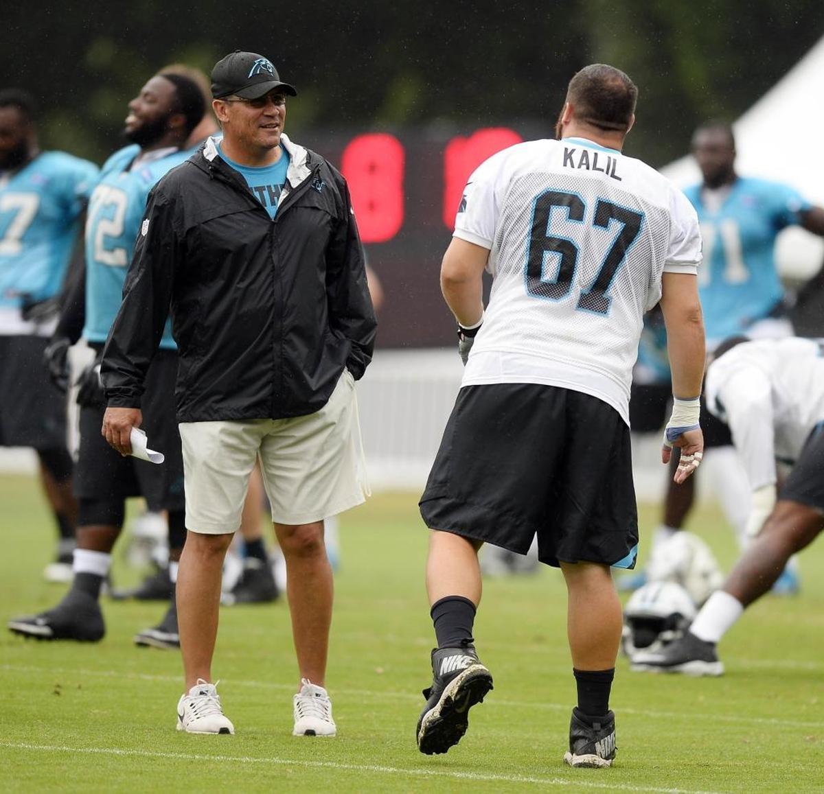 Carolina Panthers head coach Ron Rivera has been carefully monitoring Ryan Kalil’s progress and sometimes has Kalil sit out of practice to keep him as healthy as possible.
