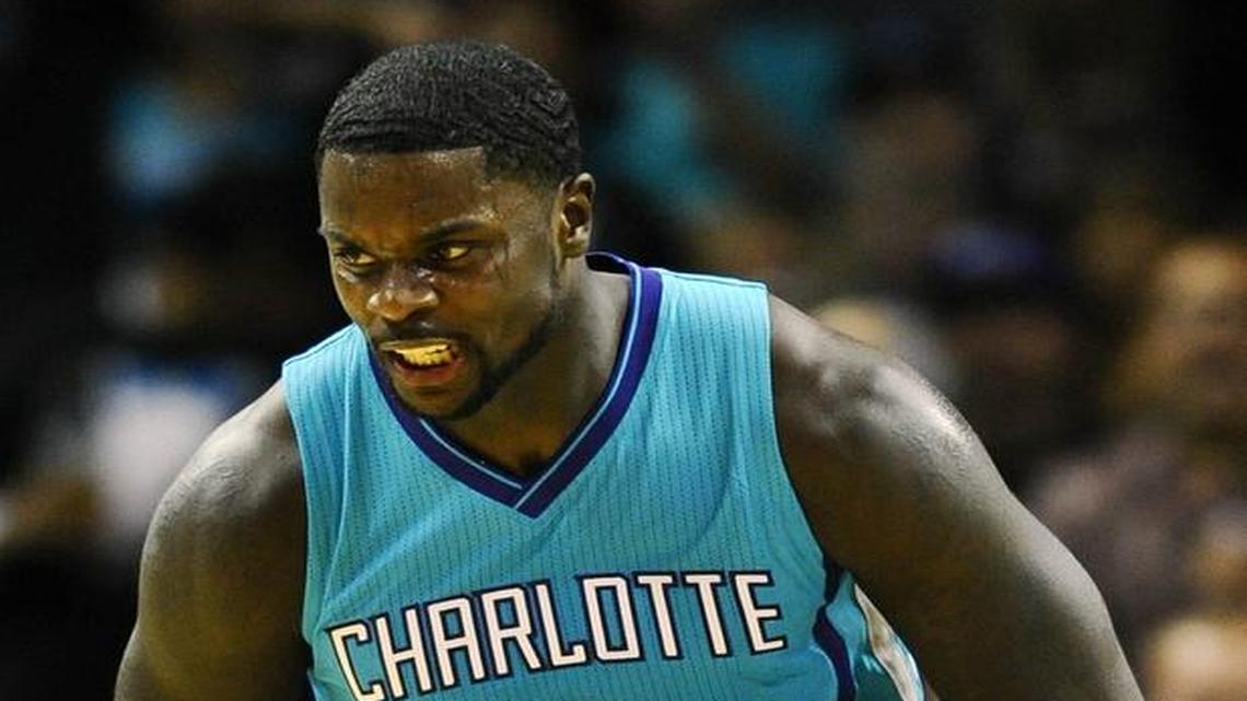 
Charlotte Hornets guard Lance Stephenson (1) celebrates after hitting a shot against the Milwaukee Bucks  October 29, 2014. On Monday, Stephenson was traded away after only one season in Charlotte.
