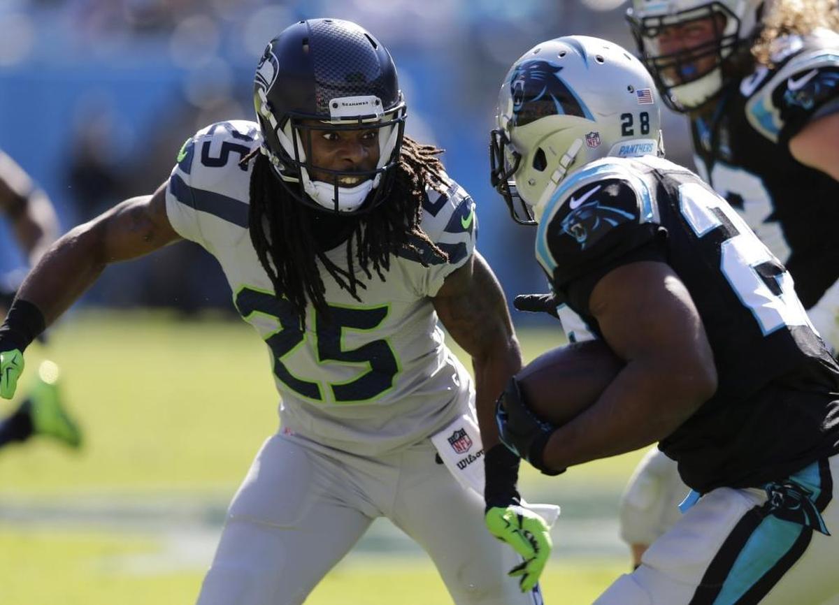 Seattle Seahawks cornerback Richard Sherman (25) is very familiar with the Carolina Panthers. Now a free agent, Sherman can join any team he wants – the Panthers should at least explore the option.