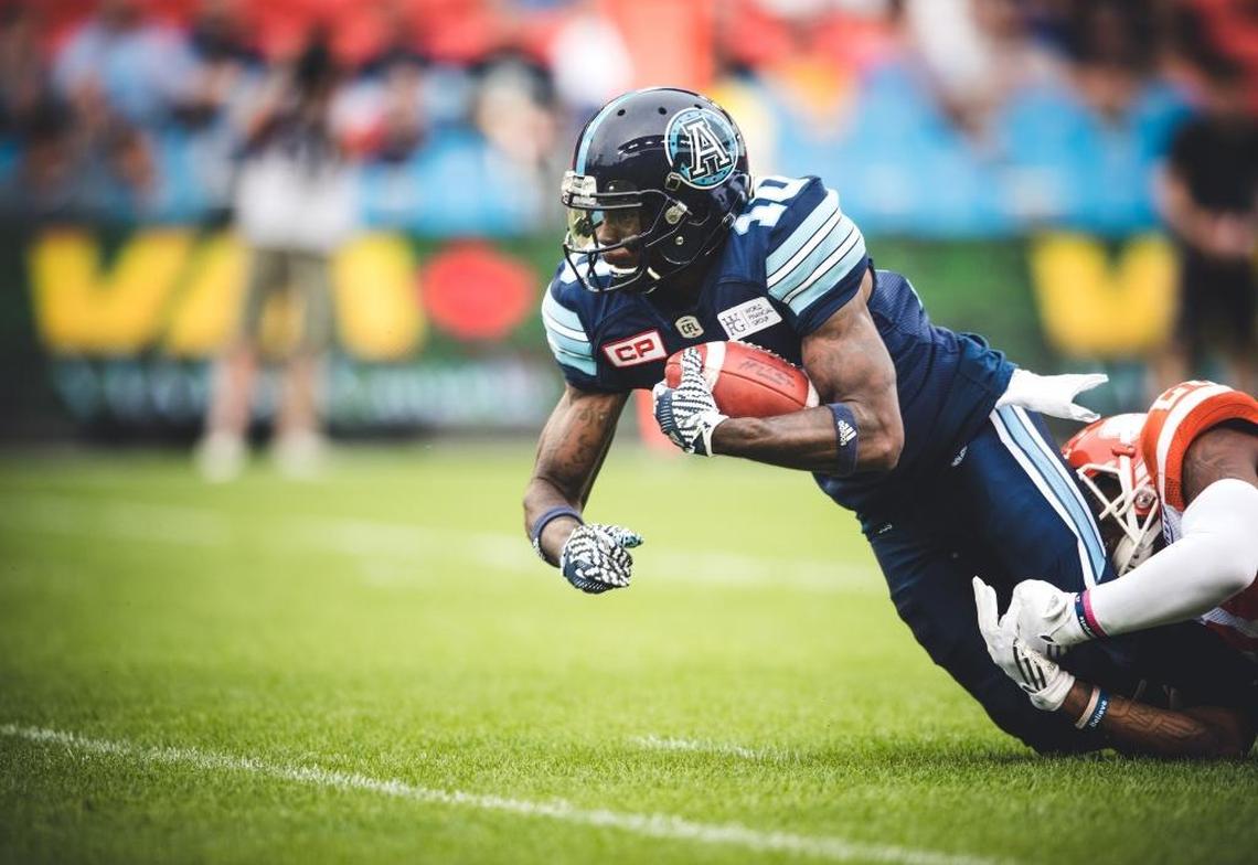 Armanti Edwards has 33 catches for 444 yards so far for the Toronto Argonauts this season, which ranks him among the top 15 receivers in the league.
