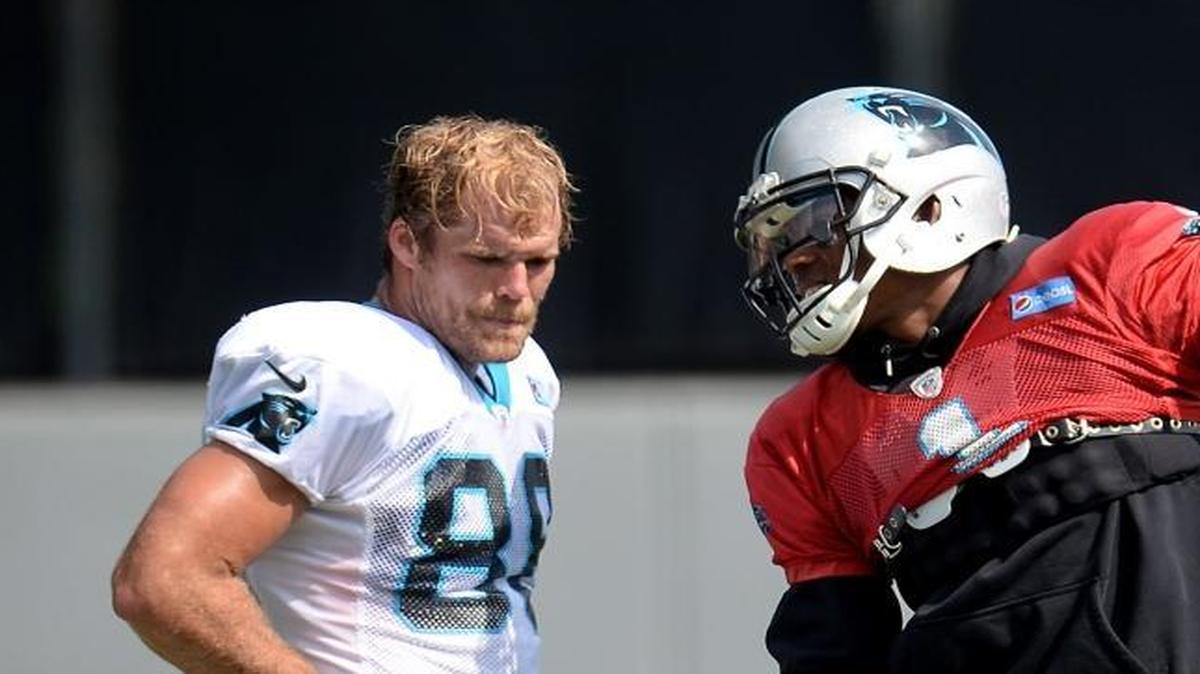 Tight end Greg Olsen, left, shown with quarterback Cam Newton during drills on Sept. 28, feared the worst for the Panthers if they had a letdown after reaching the Super Bowl last season.