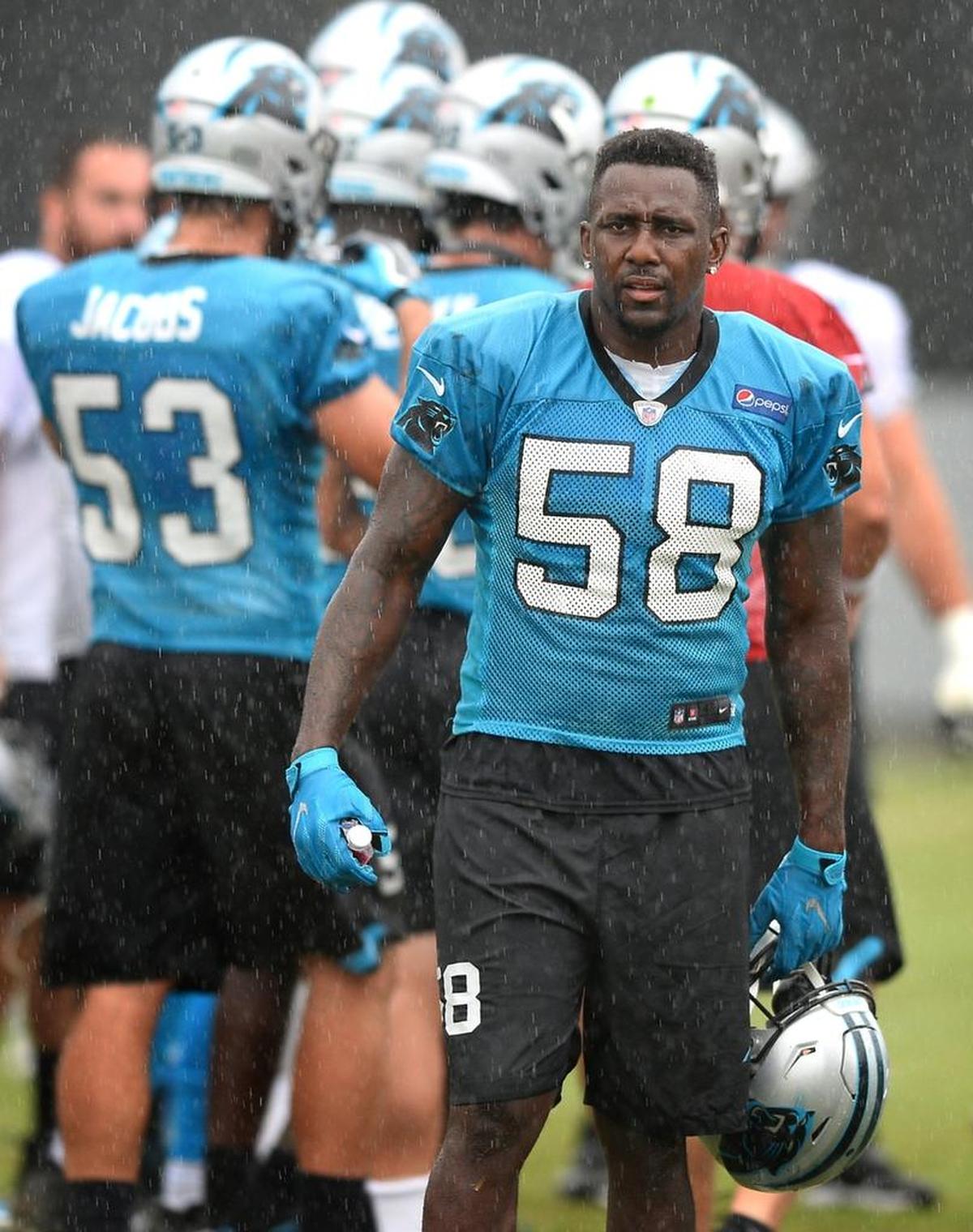 Carolina linebacker Thomas Davis has played all 13 of his NFL seasons with the team and set a franchise record for playoff appearances Sunday in the Panthers’ loss to New Orleans.