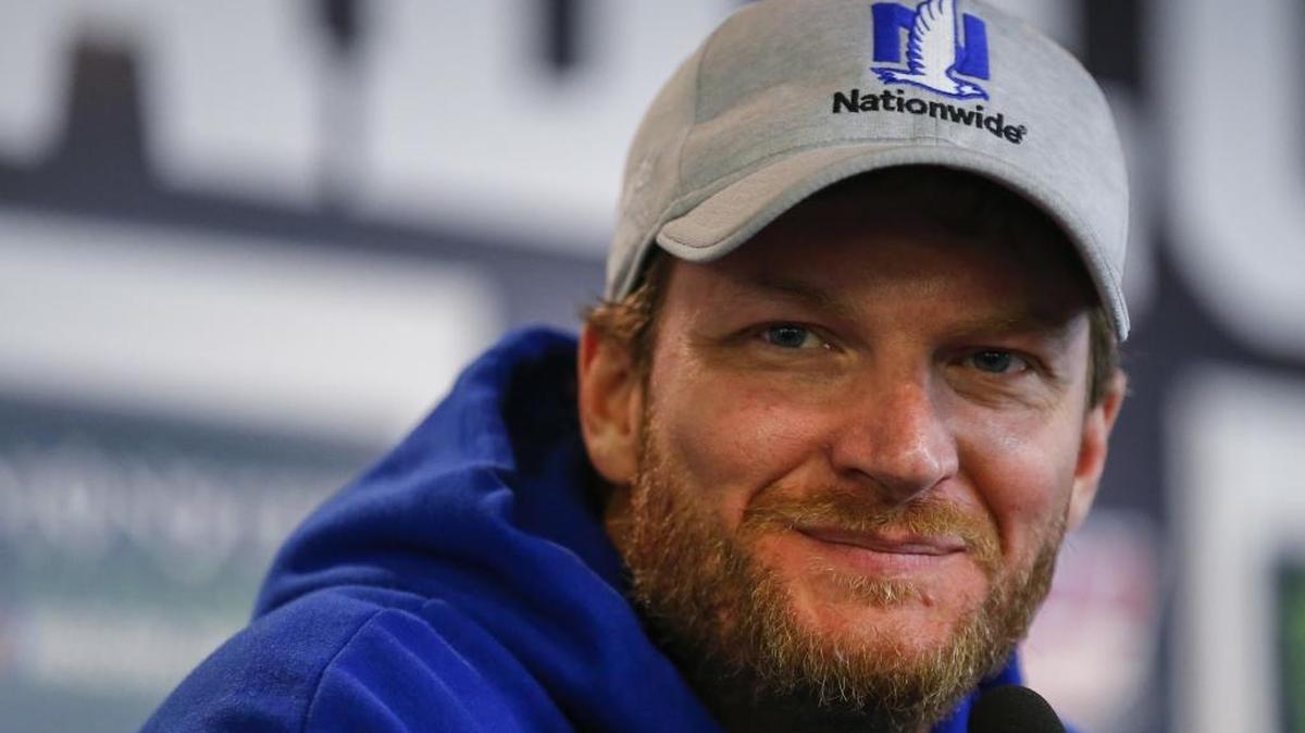 Dale Earnhardt Jr. speaks at a press conference Talladega Superspeedway in May.