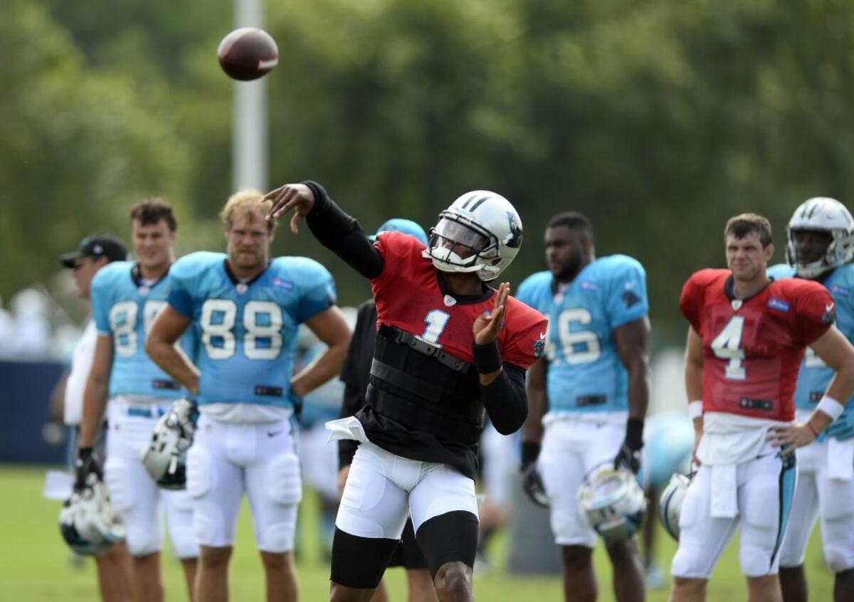 Carolina Panthers quarterback Cam Newton (1) has only thrown in practice in July and August, but that likely will change Thursday night against Jacksonville. Newton is expected to play at least a quarter for the Panthers, who traditionally use the third exhibition game as a dress rehearsal for the regular season.