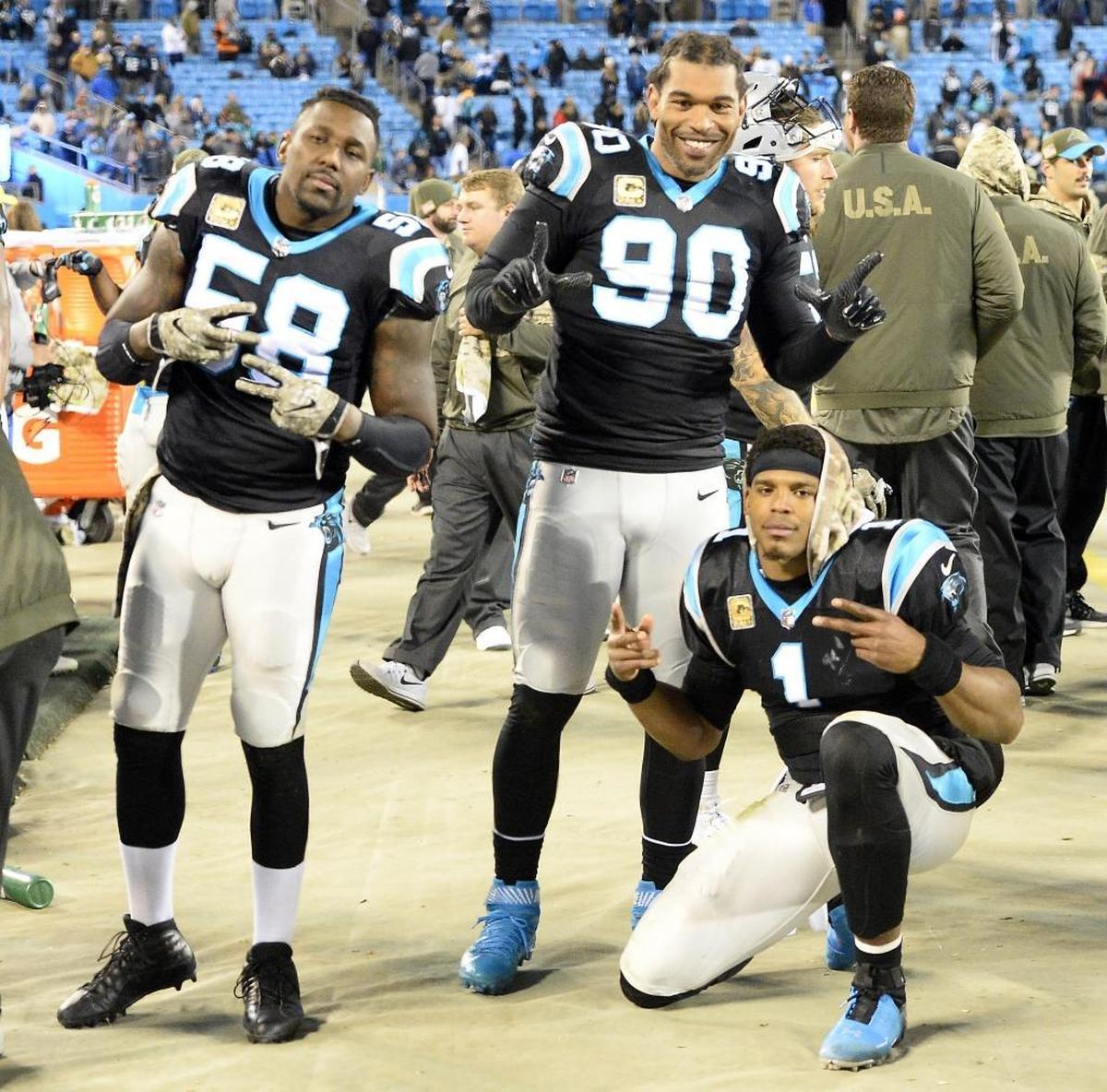 Carolina outside linebacker Thomas Davis (58), defensive end Julius Peppers (90) and quarterback Cam Newton (1) will all be key components as the Panthers try to upset New Orleans Sunday.