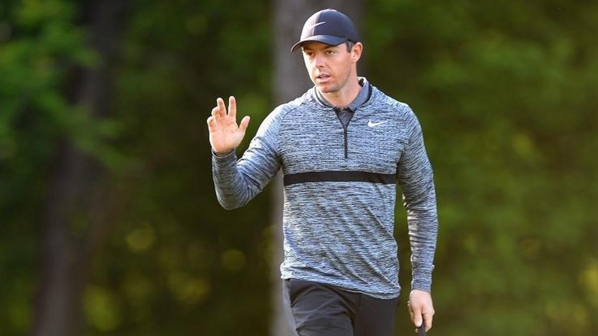 Rory McIlroy, shown after sinking a putt on No. 12, birdied three of his first six holes Thursday and shared the early lead of the Wells Fargo Championship. McIlroy finished with a first-round 68.