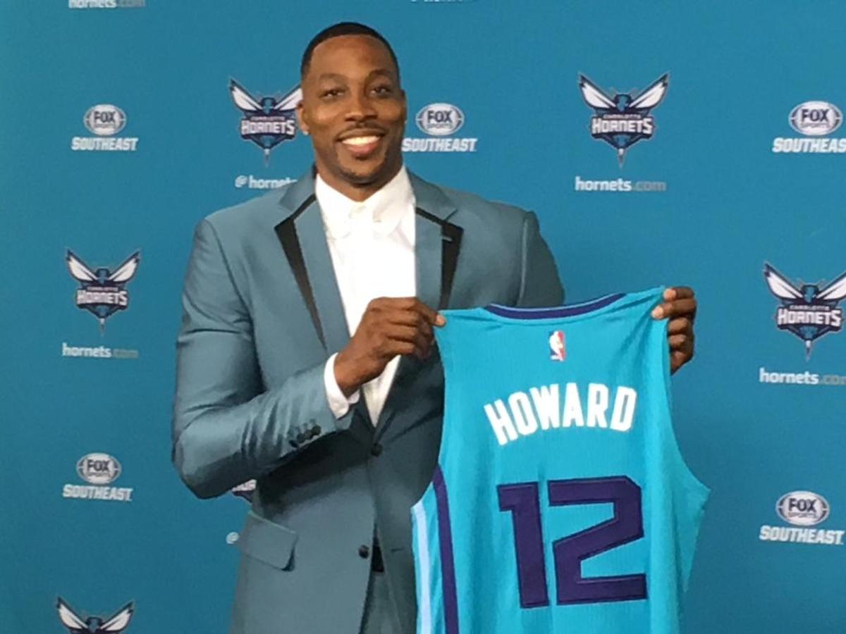 Dwight Howard showed off his new Charlotte Hornets uniform in late June, shortly after the team acquired him via a trade with the Atlanta Hawks.