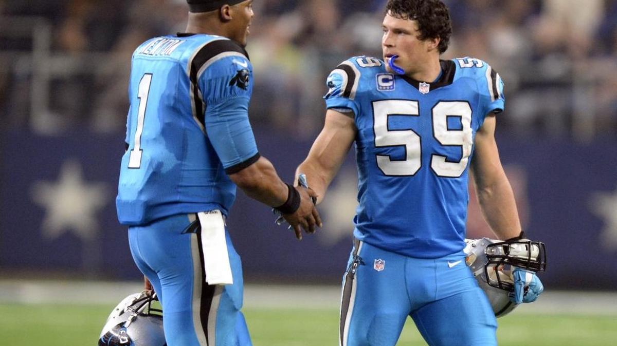 Sportswriter Peter King of TheMMQB.com has questions about both Cam Newton (left) and Luke Kuechly for the 2017 season, which he writes is part of the reason he is placing the Carolina Panthers at No. 19 in his NFL Power Rankings.
