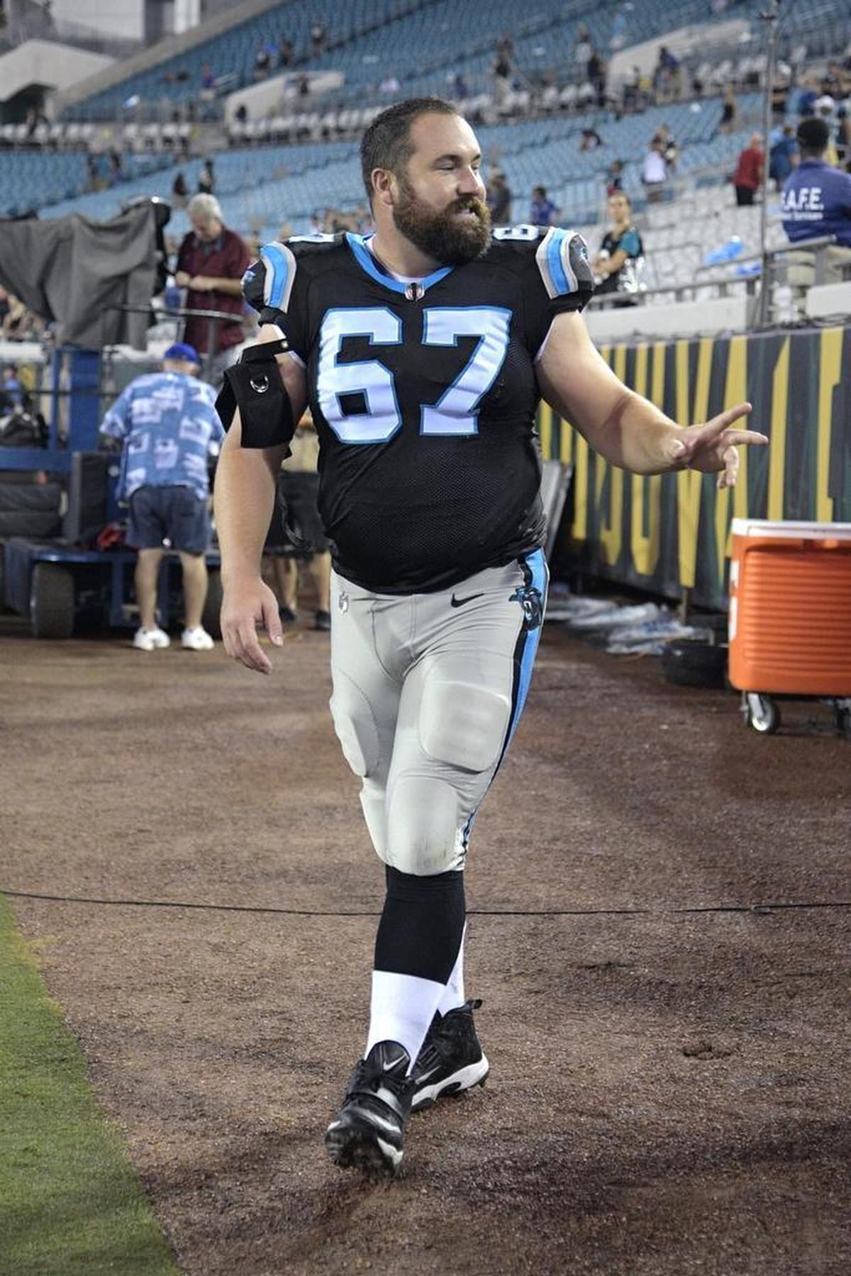 Carolina Panthers center Ryan Kalil (67) played only one series the entire preseason but had a full workload in Week 1 against San Francisco.