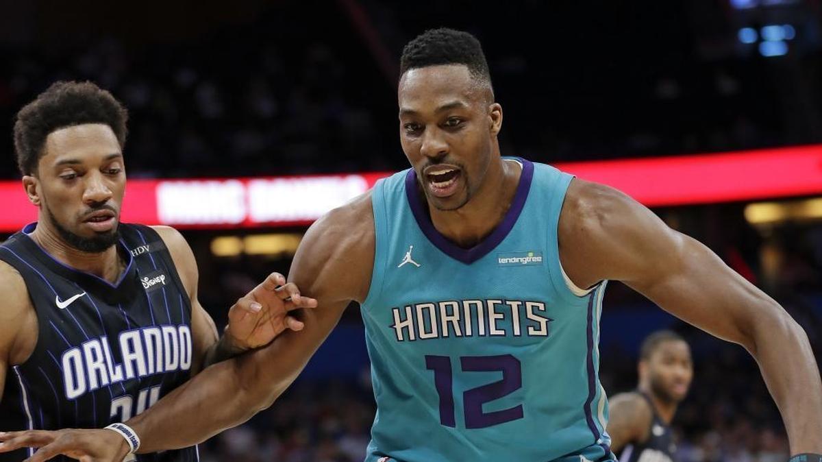 Charlotte's Dwight Howard (12) had big statistics in his lone season for the Hornets, but the team's won-loss record remained exactly the same.
