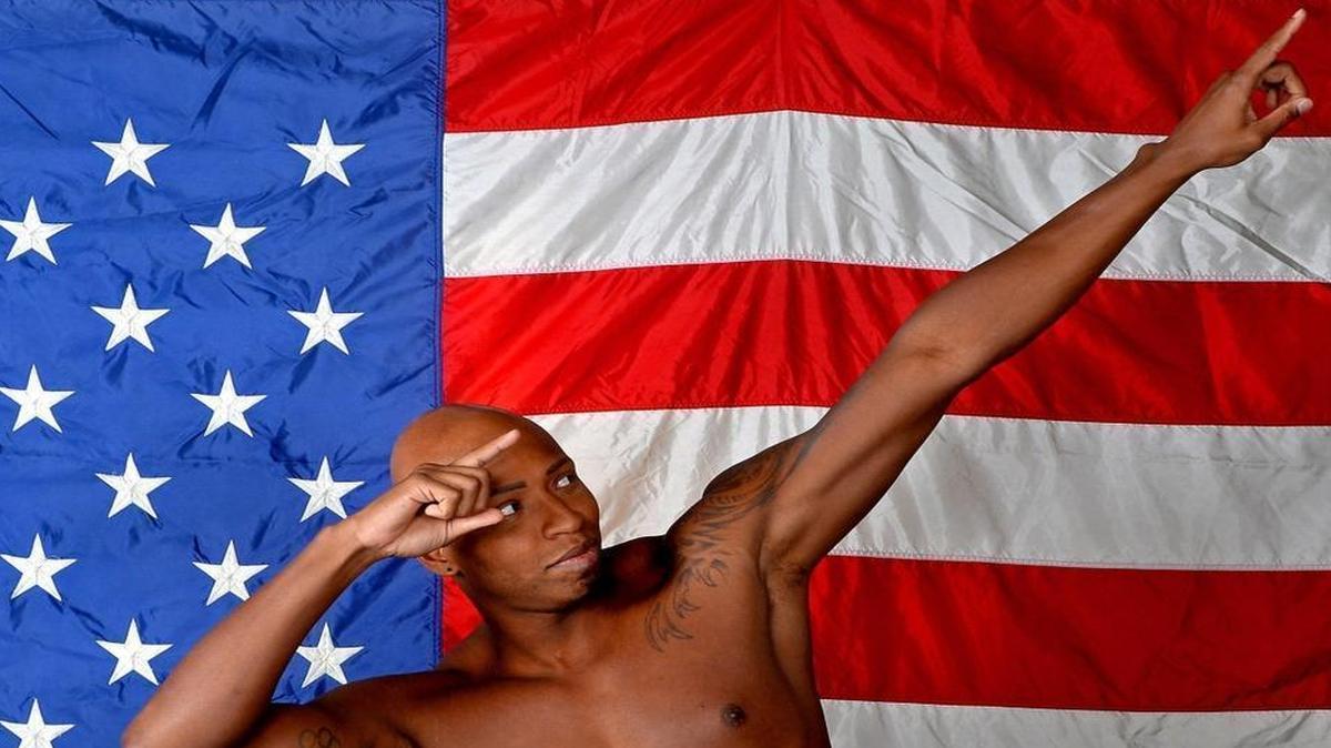 Pointing toward the Olympics: SwimMAC Carolina Team Elite swimmer Cullen Jones strikes a pose on June 20, 2016. Jones, a four-time Olympic medalist and former N.C. State star, will try to make his third consecutive Olympic team starting Wednesday in Omaha, Neb.