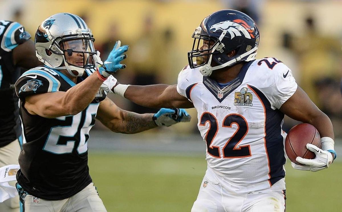 Former Broncos running back C.J. Anderson (22) ran for 90 yards and a touchdown in Denver's 24-10 win over Carolina on Feb. 7, 2016, in Super Bowl 50.