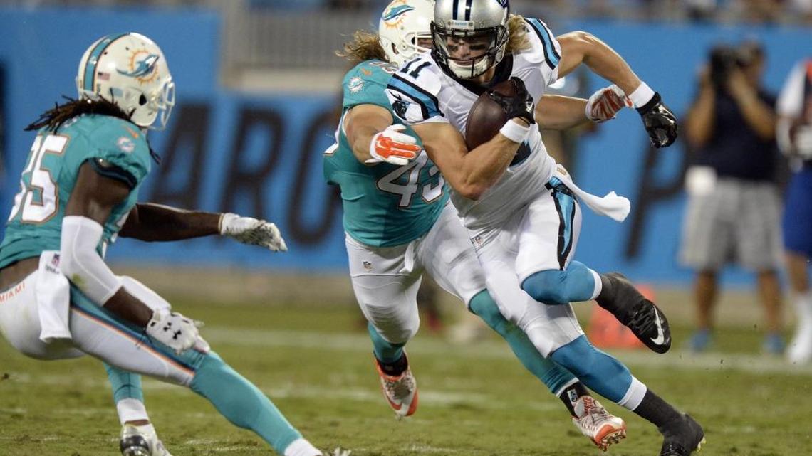 Carolina Panthers wide receiver Brenton Bersin (11) has a slot, for now, with the team for another season.