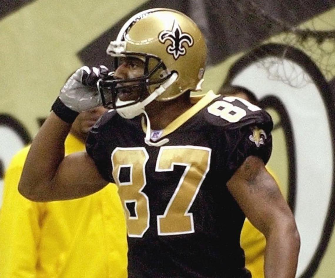 This 2003 touchdown celebration by New Orleans Saints wide receiver Joe Horn (87), who pulled out a cell phone from behind the goal-post pads after a touchdown, cost Horn $30,000 that he considers money well-spent.