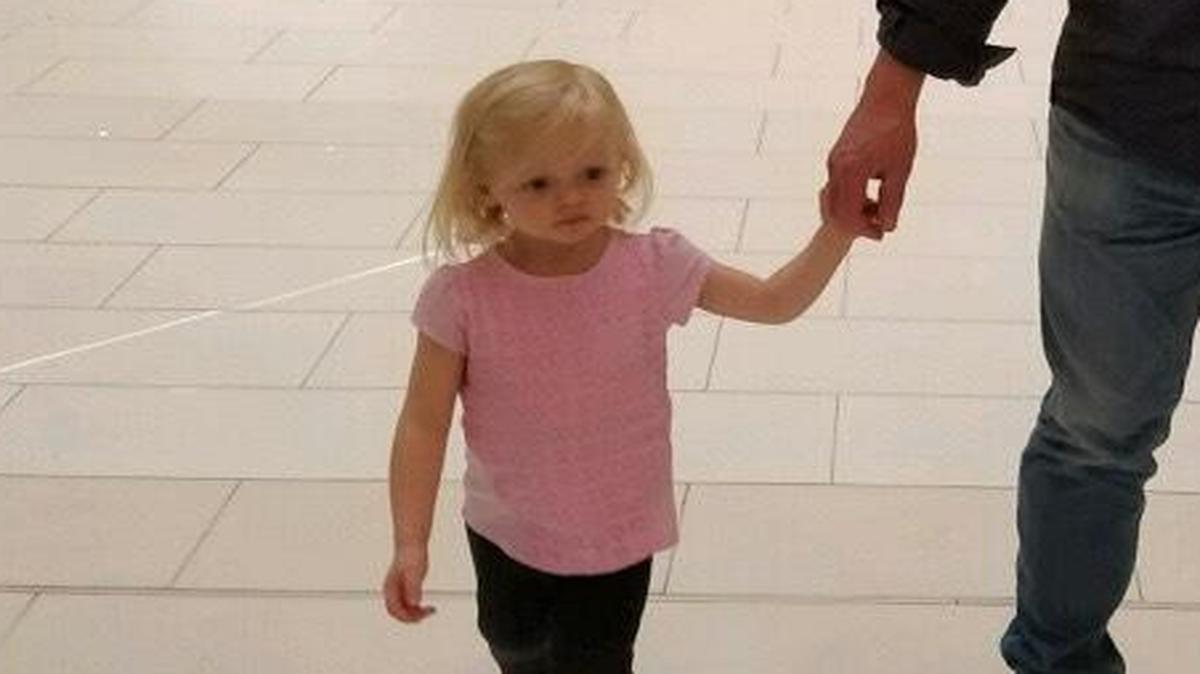 Tom Sorensen and his granddaughter, Charlotte, at the Mall of America in Minneapolis. Tom tried to pick what Charlotte calls him. She said no dice.
