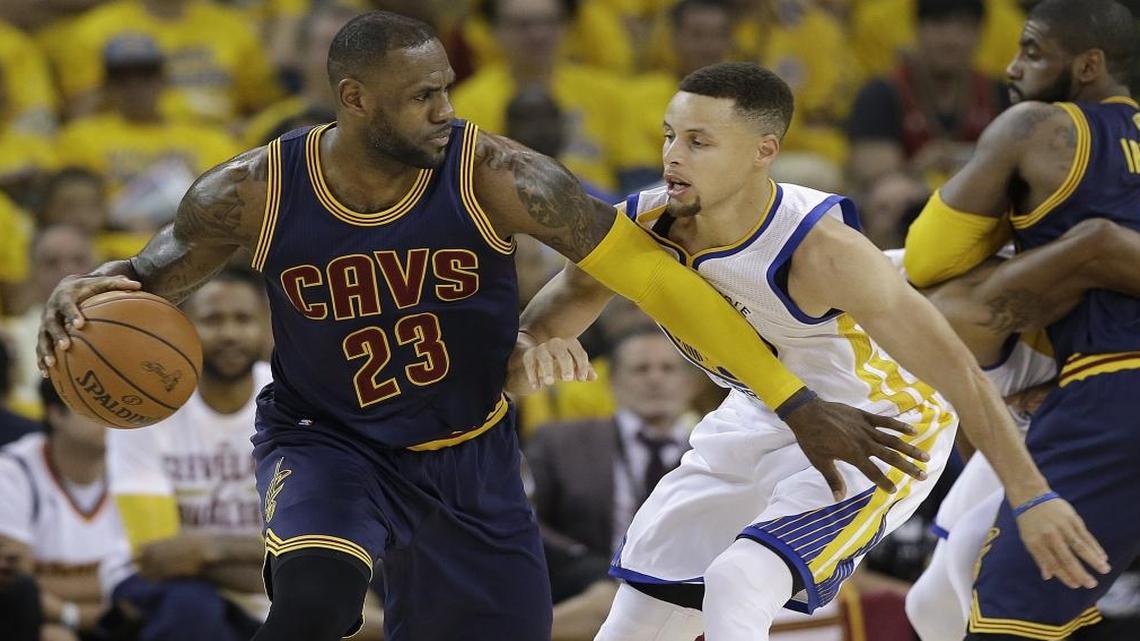 LeBron James (left) has faced Steph Curry and the Golden State Warriors in each of the past four NBA finals. With LeBron moving out West to Los Angeles' Lakers, the balance of power in the league has heavily shifted West. Some believe the NBA should change its playoff format to address that.