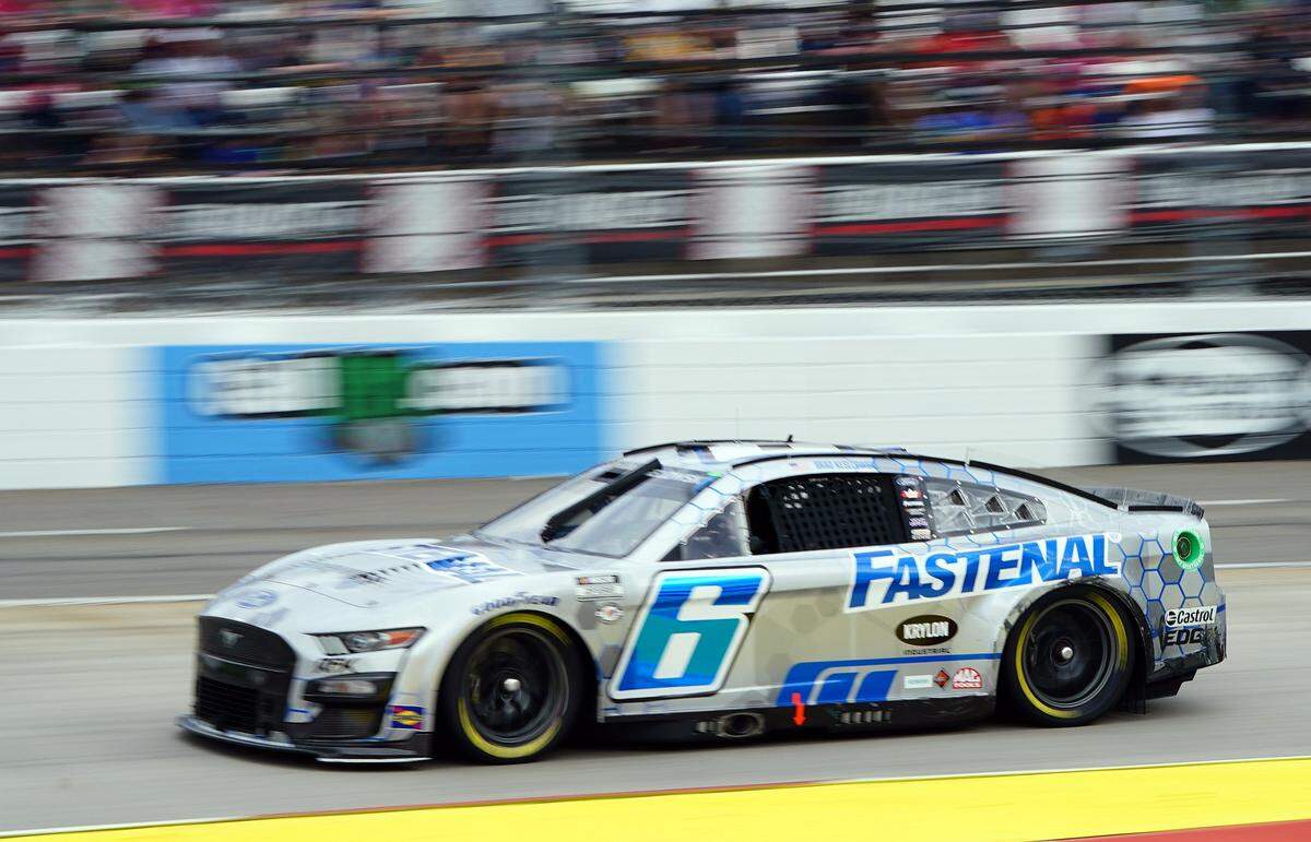 Apr 16, 2023; Martinsville, Virginia, USA; NASCAR Cup Series driver Brad Keselowski (6) races during the NOCO 400 at Martinsville Speedway. Mandatory Credit: John David Mercer-USA TODAY Sports