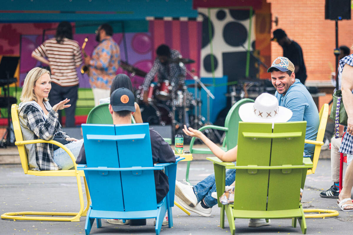 On Friday nights through October, you can listen to live music and DJ sets while enjoying bites from vendors at Camp North End.