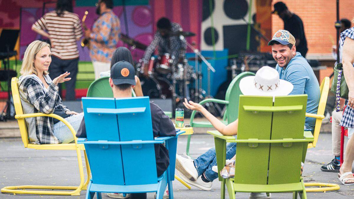 On Friday nights through October, you can listen to live music and DJ sets while enjoying bites from vendors at Camp North End.